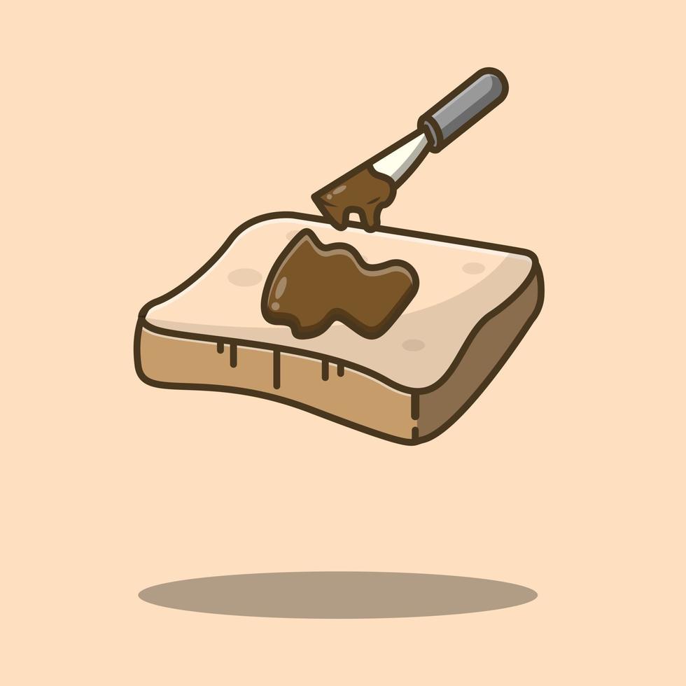 white bread with chocolate jam illustration vector