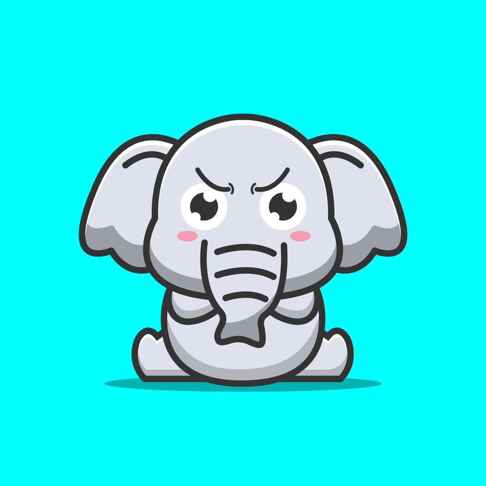 angry cute elephant vector