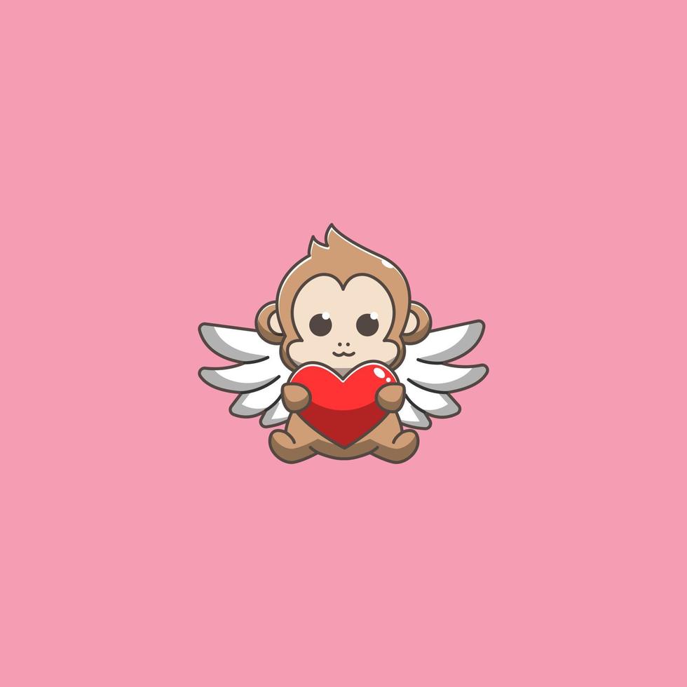 cupid monkey hugs love vector