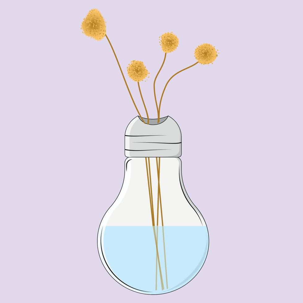 A branch of a yellow ornamental plant in a lamp-shaped vase vector