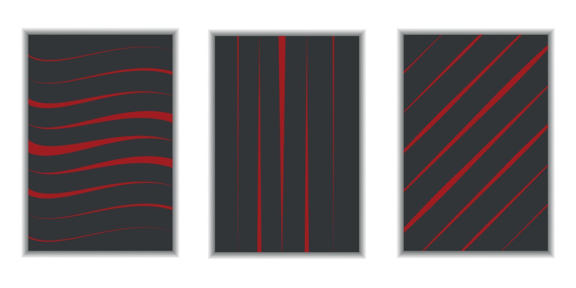 set collection of abstract red lines on black background vector