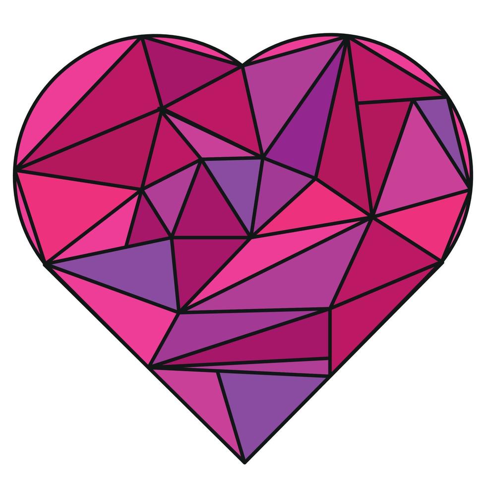 Crystal heart low poly vector