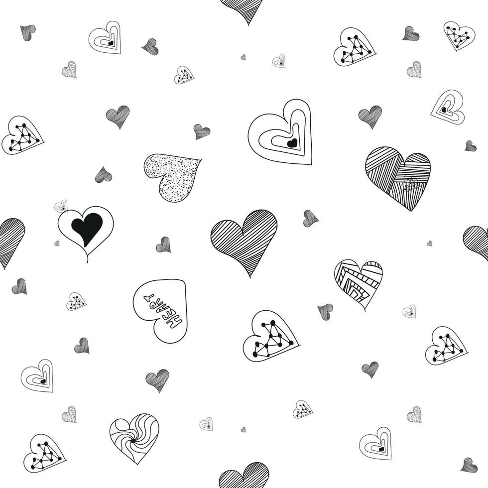 Doodle patrón de corazones abstractos. imagen de corazón de luz hecha a mano. se puede utilizar para papel tapiz, rellenos de patrones, fondos de páginas web, texturas superficiales. vector