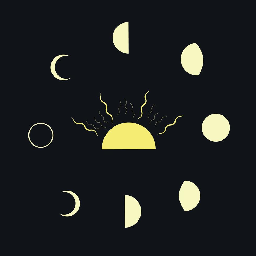 Moon phases illustration vector