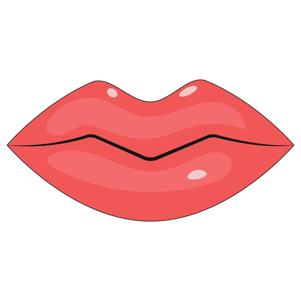 Red plump lips with gloss vector