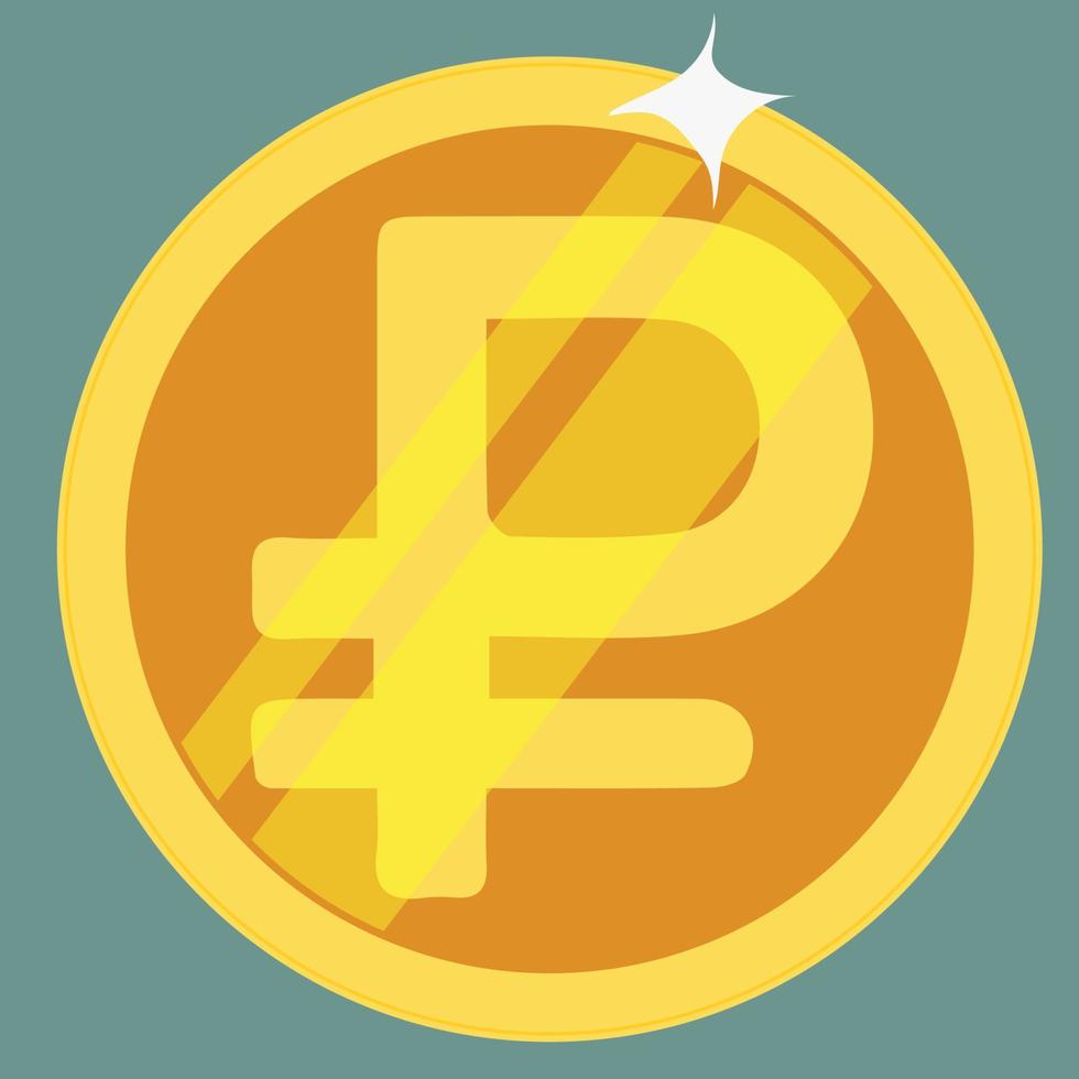Russian ruble gold coin vector
