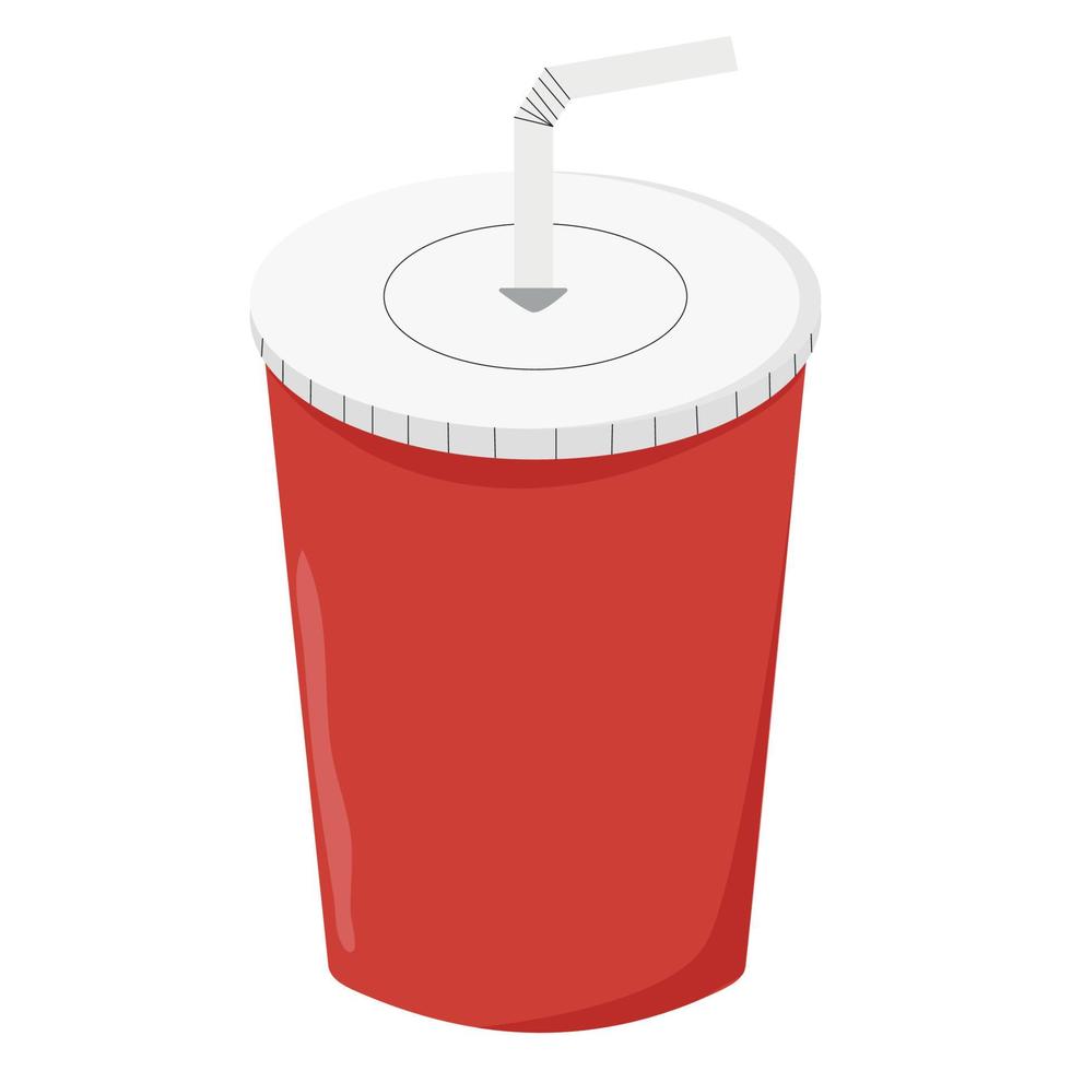 vaso de plástico con una pajita de cola vector