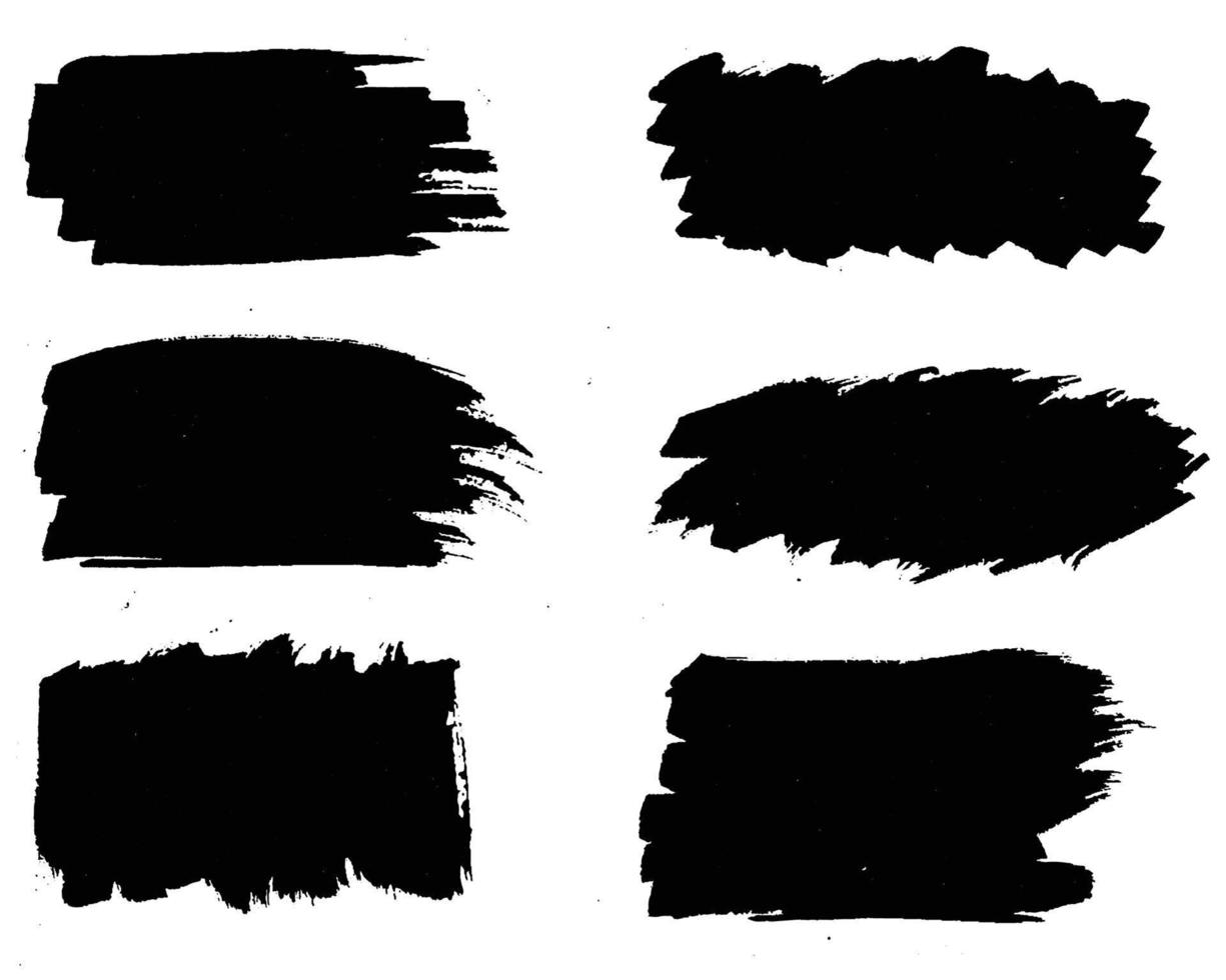 Hand draw black brush stroke set watercolor design vector