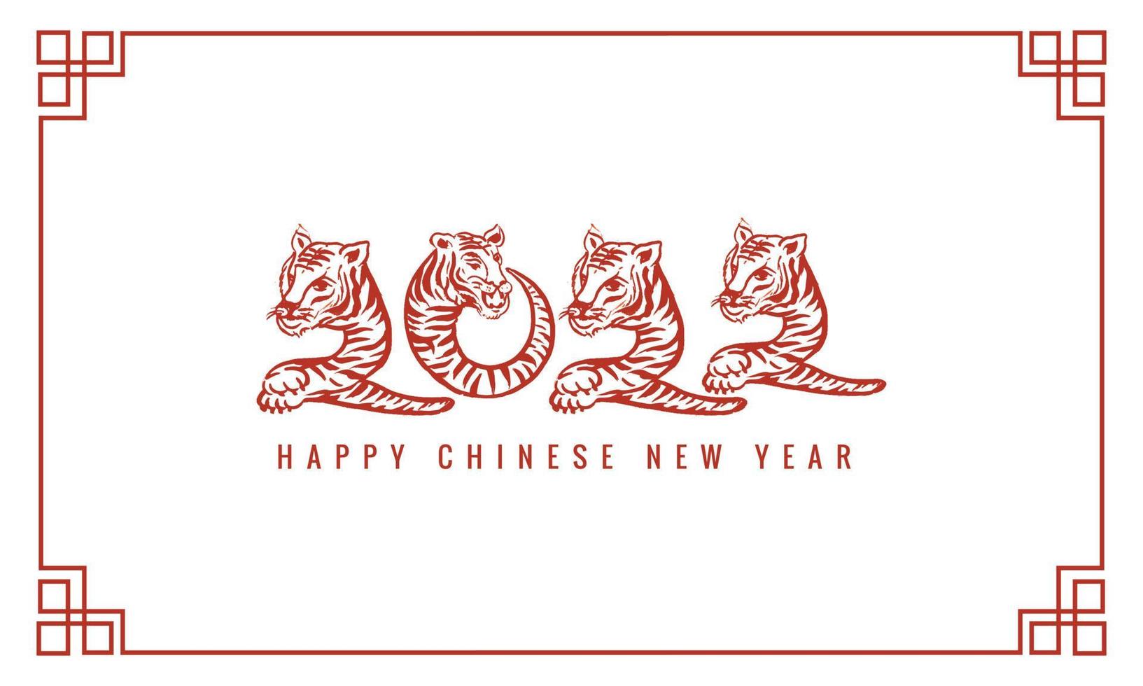 Chinese new year 2022 symbol decorated with a tiger face card design vector