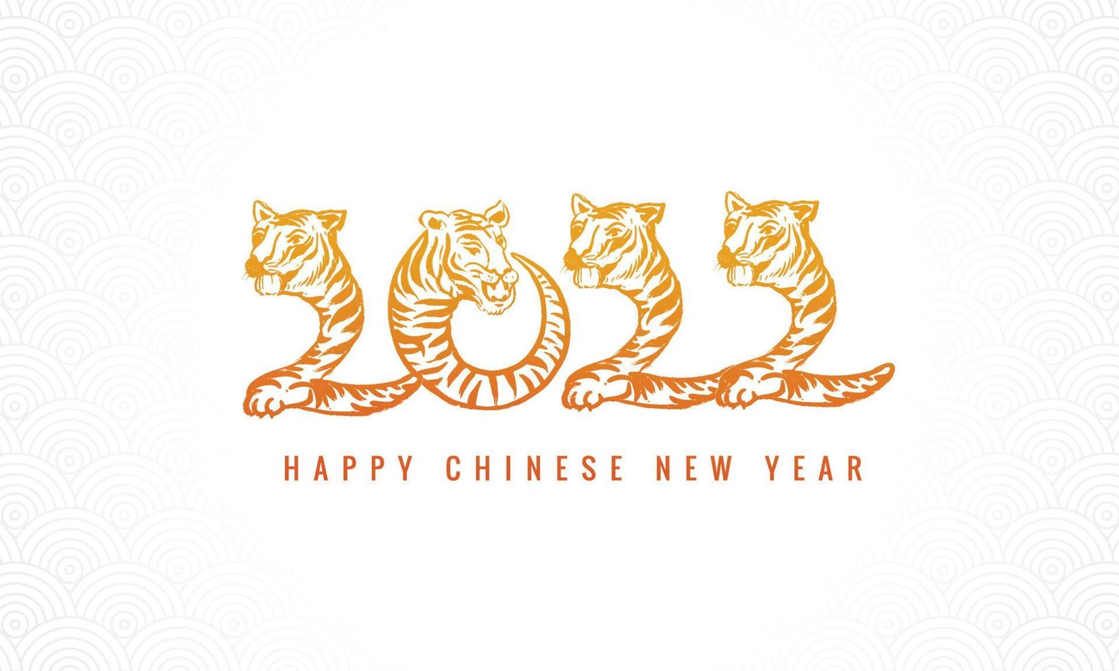 Chinese new year 2022 symbol decorated with a tiger face card design vector