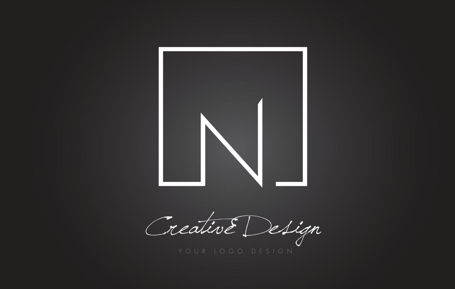 N Square Frame Letter Logo Design with Black and White Colors. vector