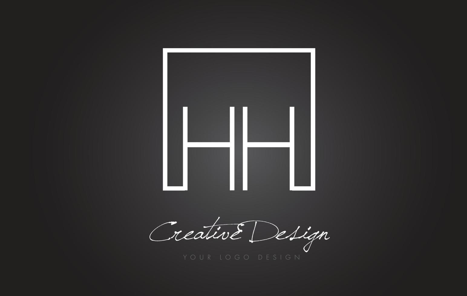 HH Square Frame Letter Logo Design with Black and White Colors. vector