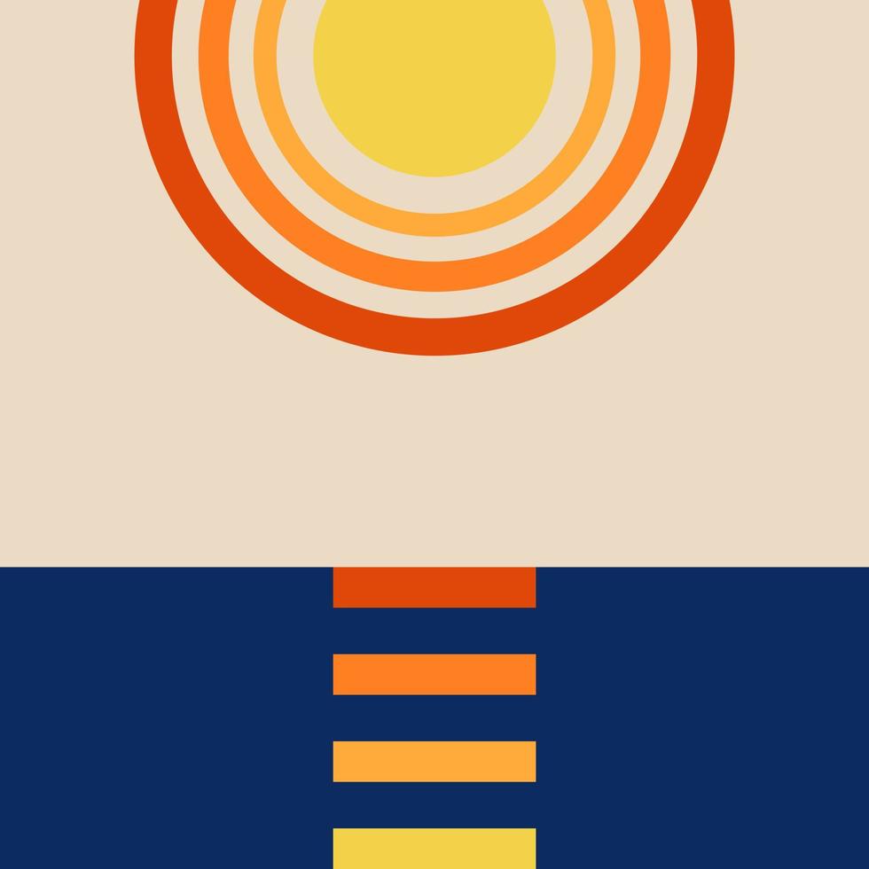 Sunshine Water Reflections Retro Minimalism vector