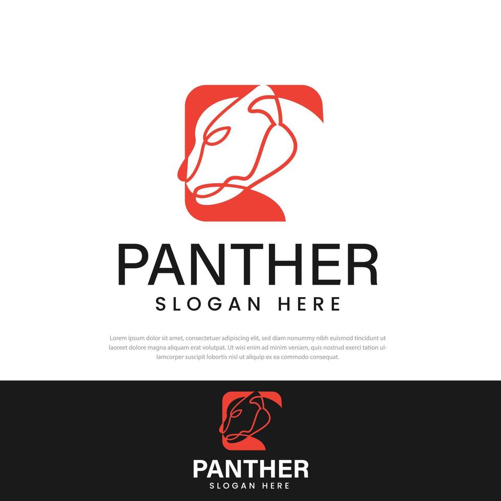 Simple line style panther head design logo, symbol, icon design template vector