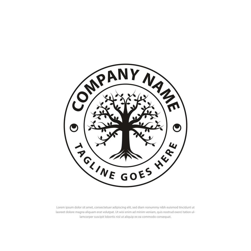 logotipo del árbol familiar de la vida, sello, diseño vectorial, símbolo, emblema, icono vector