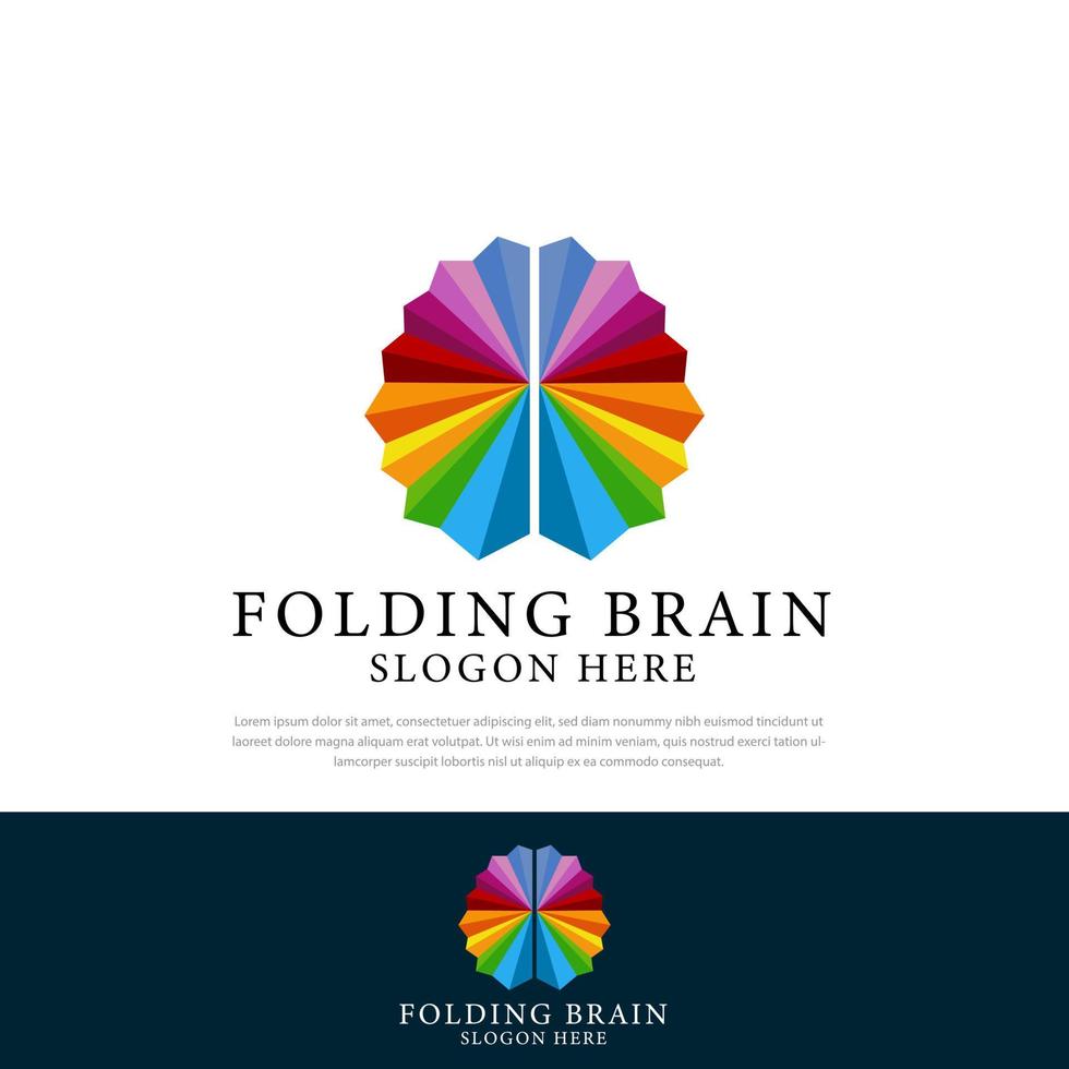 Logo Concept design colorful abstract folds brain, brain design ideas, badges, symbols, concepts and logos vector
