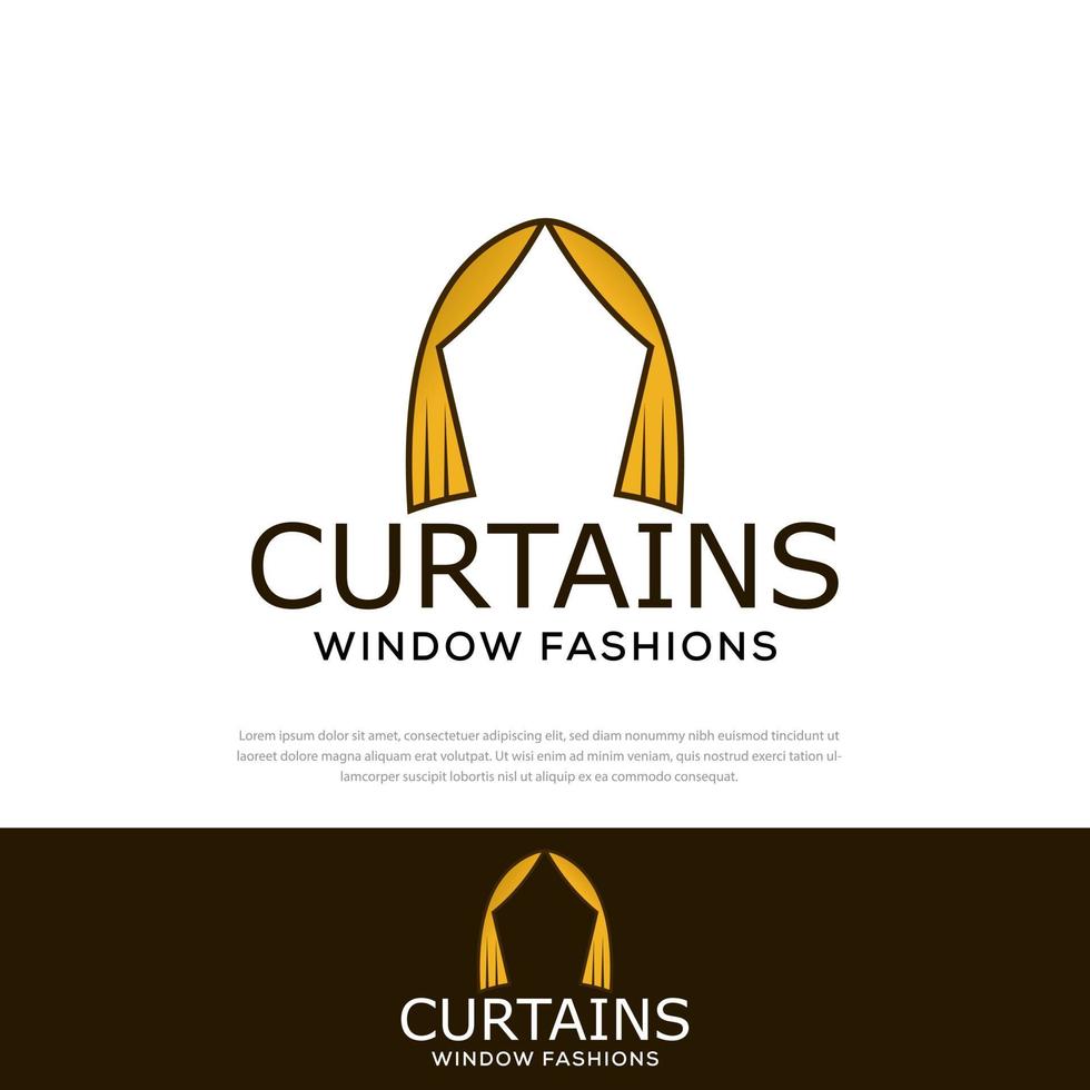 Vector yellow curtain logo and window symbol illustration design, template, symbol