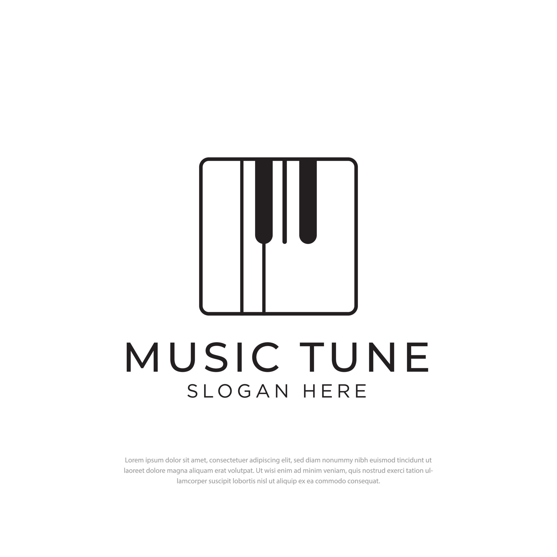 Simple piano box logo design inspiration .with keyboard illustration. two  variations of black on white background isolated. apply to logo  applications, school logos, courses. for music company, symbol 5070867  Vector Art at