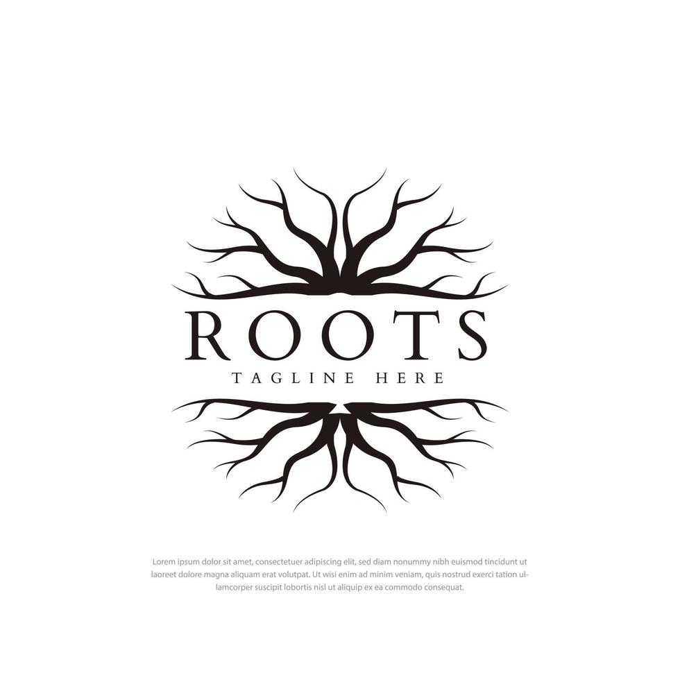 símbolo de plantilla de diseño de logotipo de diseño de raíz geométrica negra, resumen de icono vector