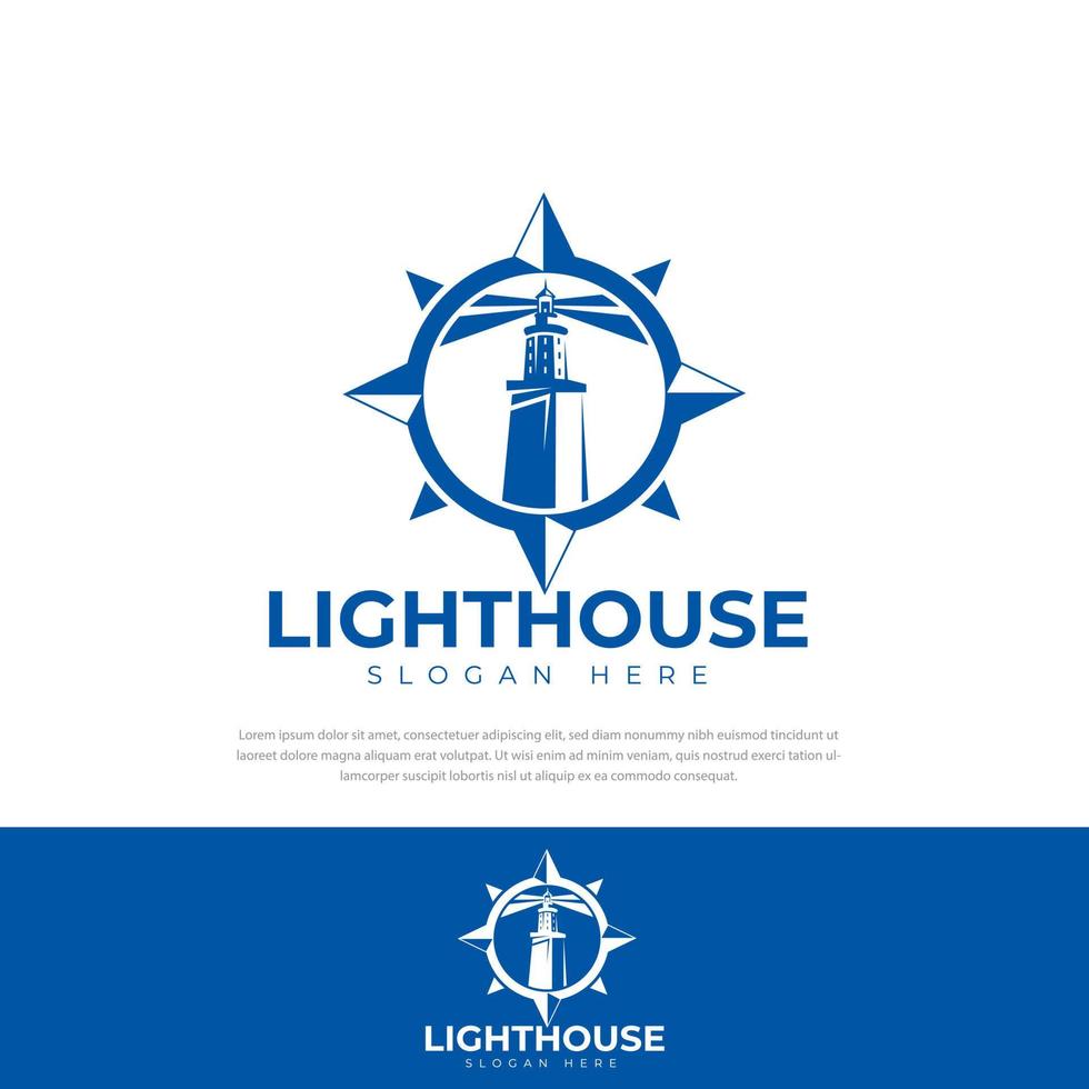 Lighthouse Logo Design With Compass Design Illustration Vector logo, symbol, icon, app, can be used for your business