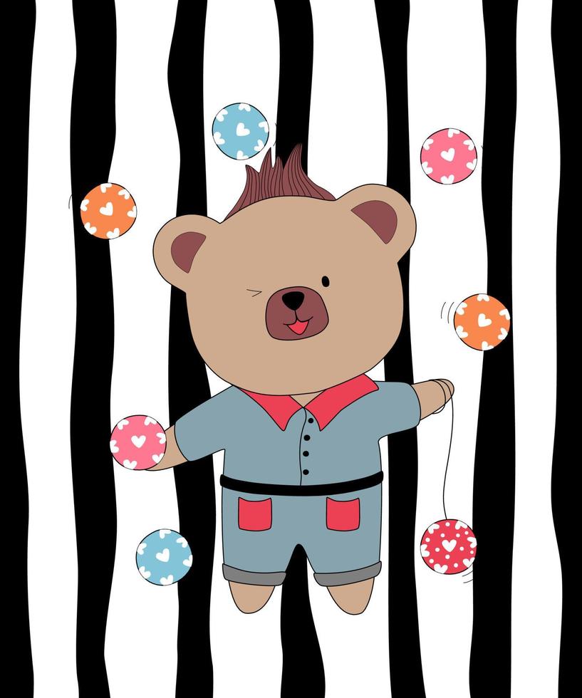 Vector illustration collection Of cute little bears designed with doodle style in valentine's theme