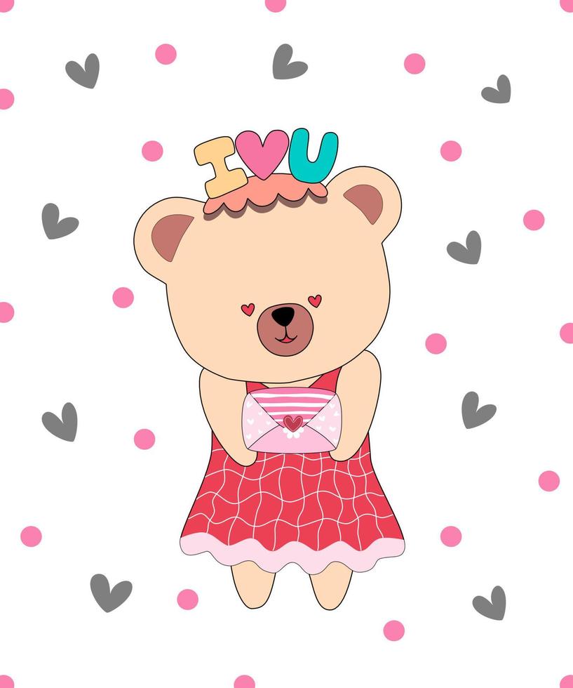 Vector illustration collection Of cute little bears designed with doodle style in valentine's theme