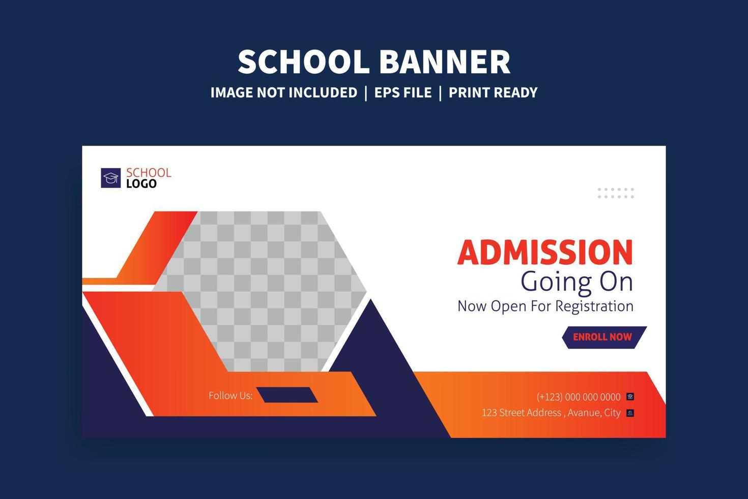 School admission promotional web banner post banner design. Back to school web ads banner and flyer template. vector