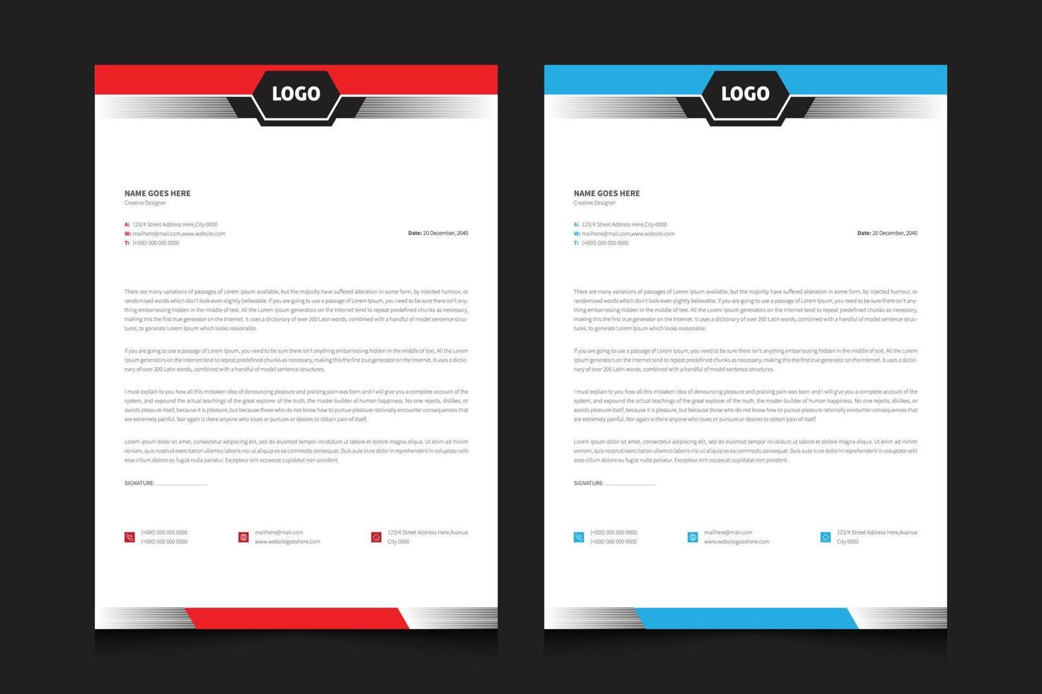 Letterhead Design Template. Elegant corporate abstract business letterhead design. vector