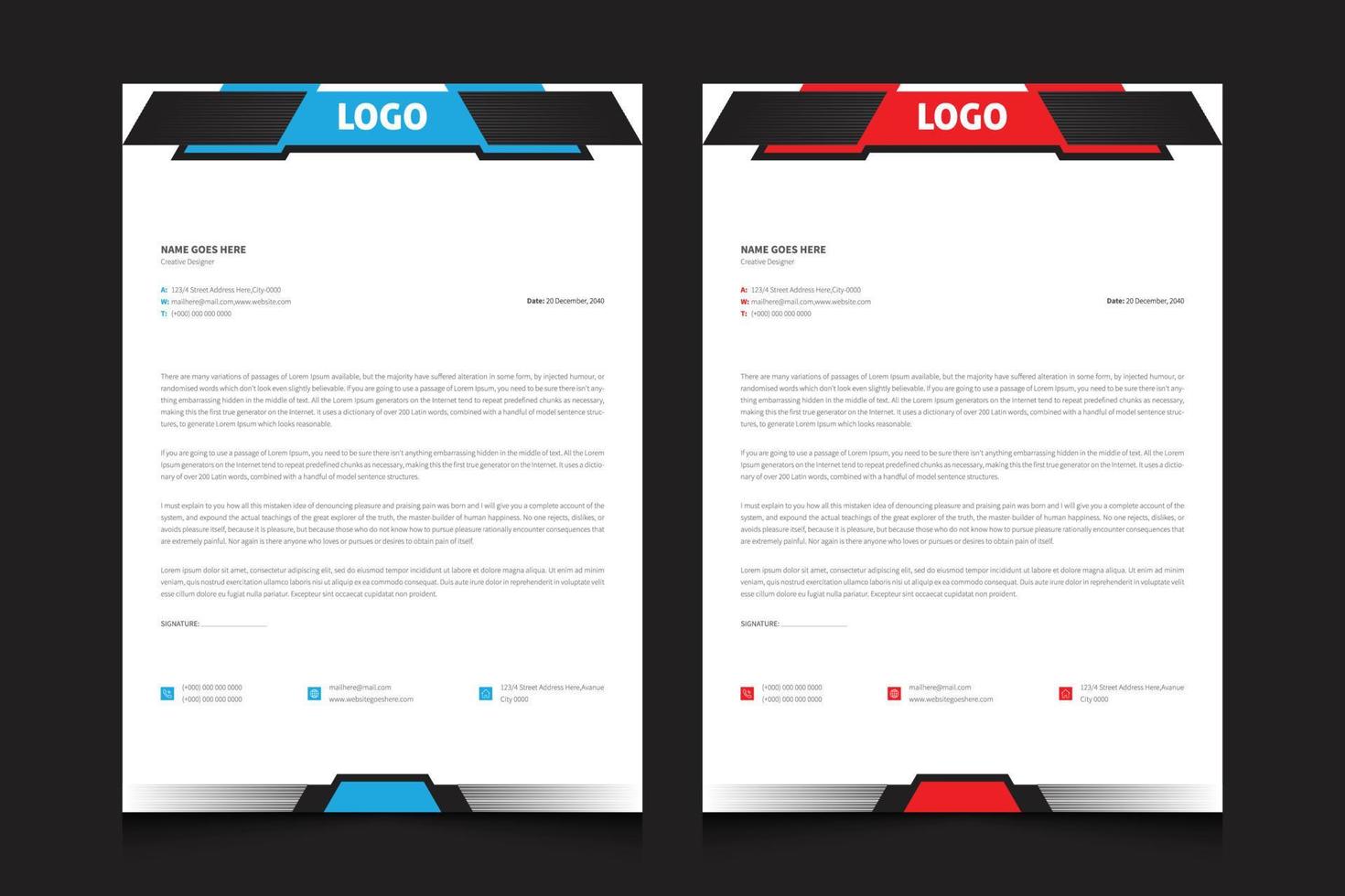 Elegant corporate abstract business letterhead design. Professional a4 letterhead vector template.