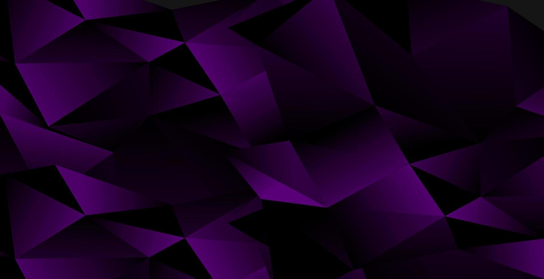 Realistic dark purple background with low poly shape and shadow. Abstract purple banner vector