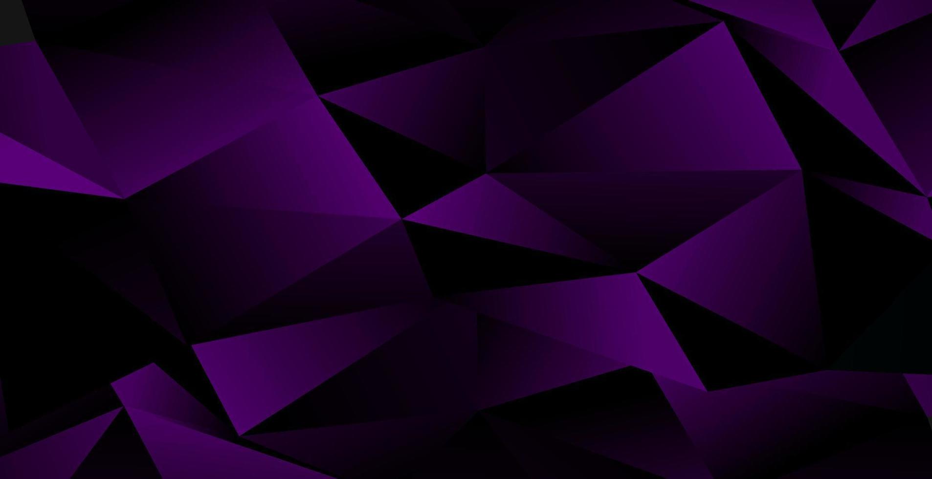 Realistic dark purple background with low poly shape and shadow. Abstract purple banner vector