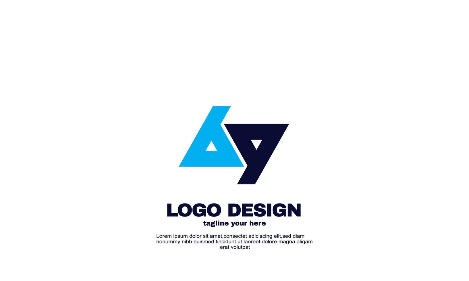 abstract creative idea best elegant company business logo design template navy blue color vector