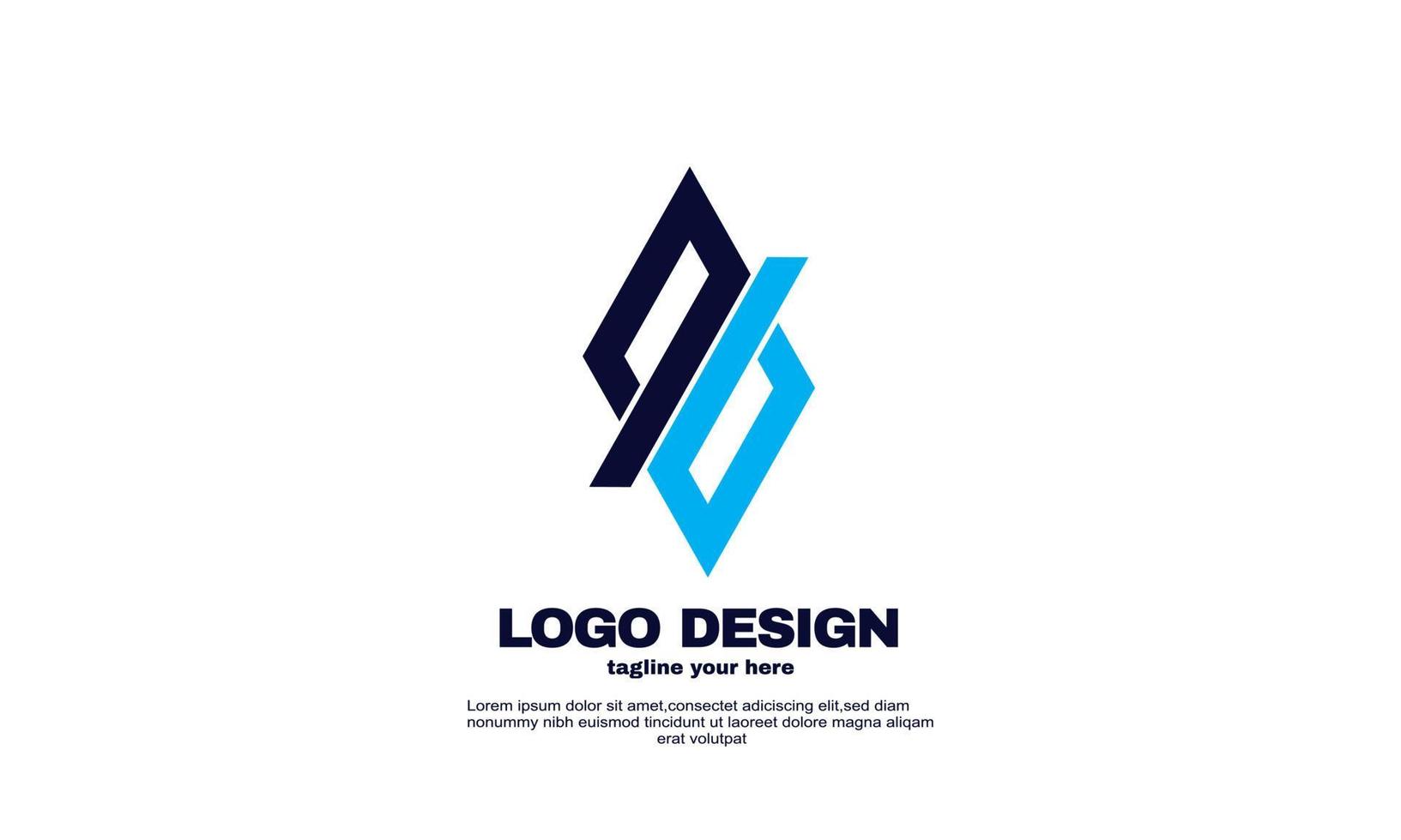 abstract best idea simple company business logo design template blue navy color vector