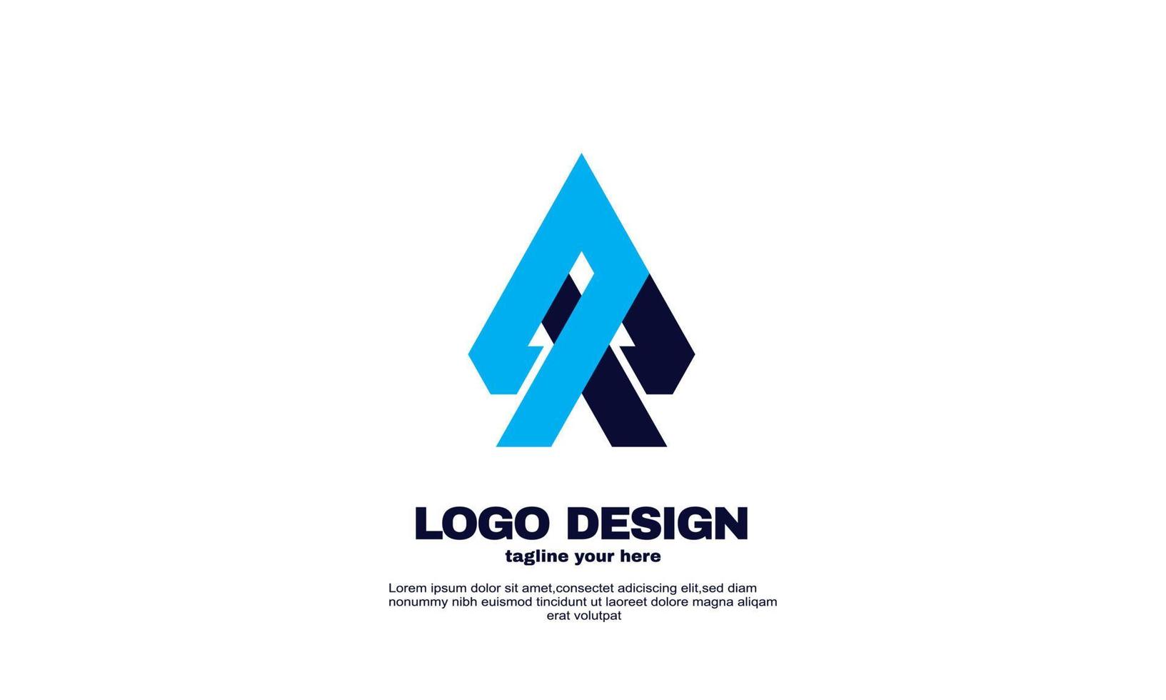 awesome best idea simple business company logo design template blue navy color vector