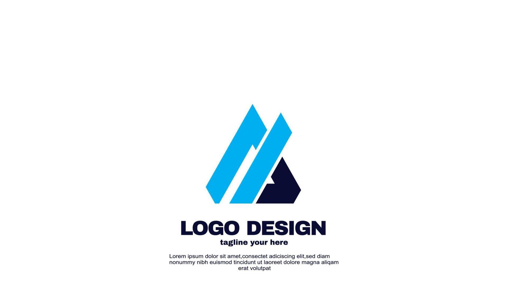 awesome best idea elegant business company logo design template blue navy color vector
