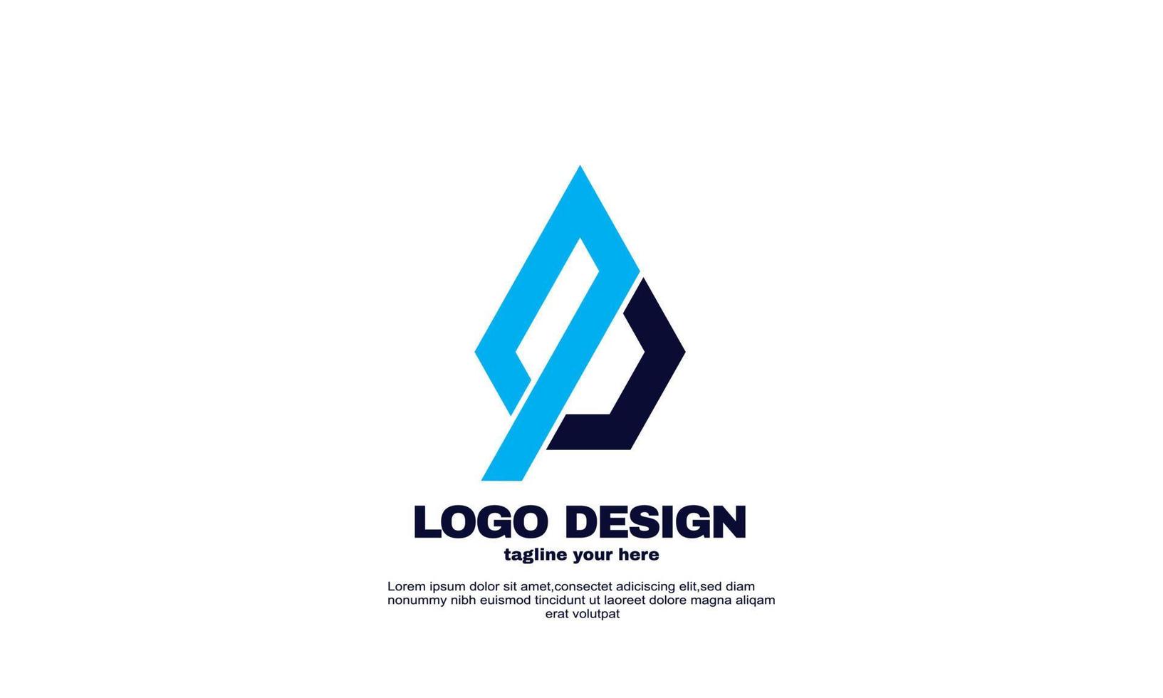 stock abstract best idea simple company business logo design template blue navy color vector