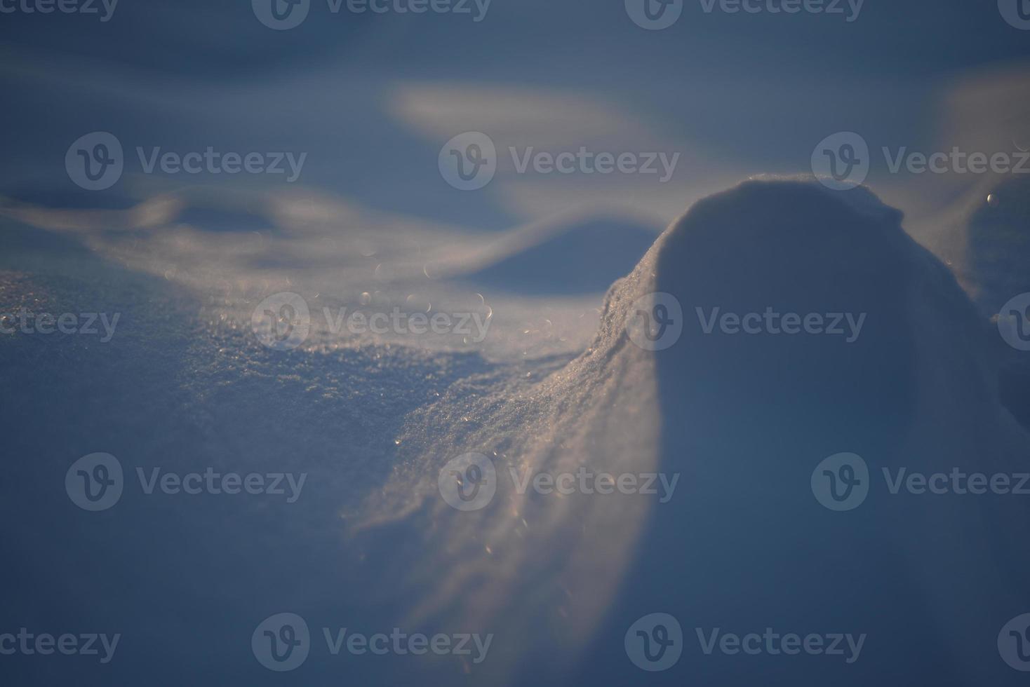 paisajes nevados y primeros planos de nieve en rayos de sol. hierba y objetos en la nieve. foto