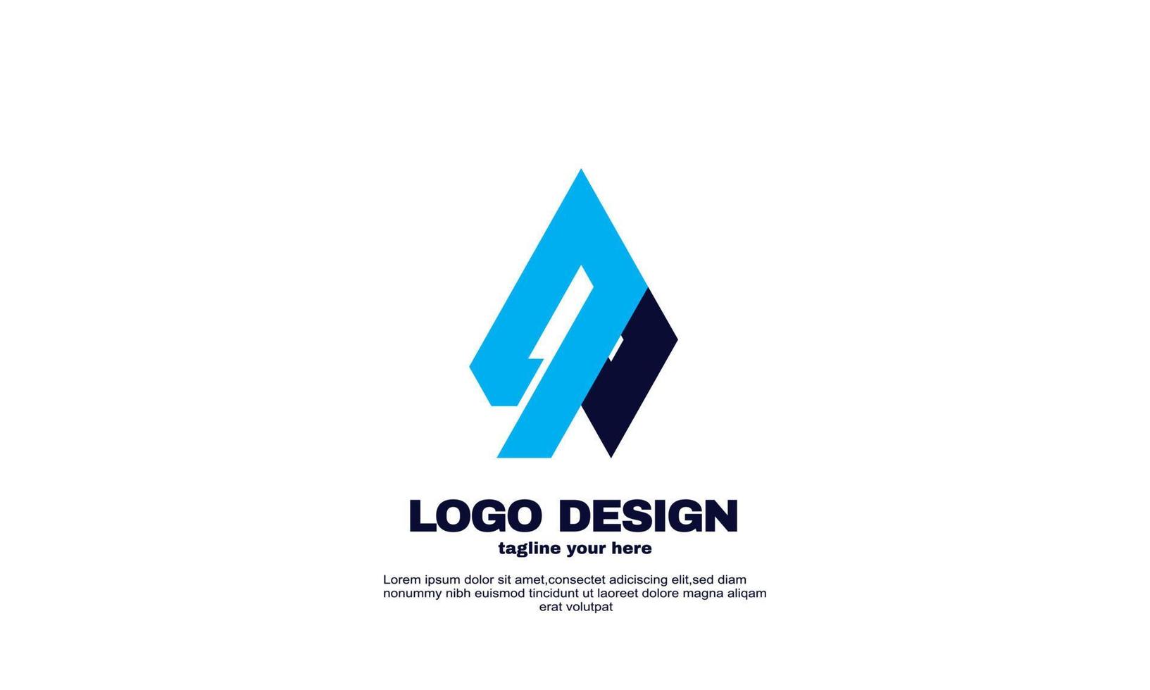abstract best idea simple business company logo design template blue navy color vector