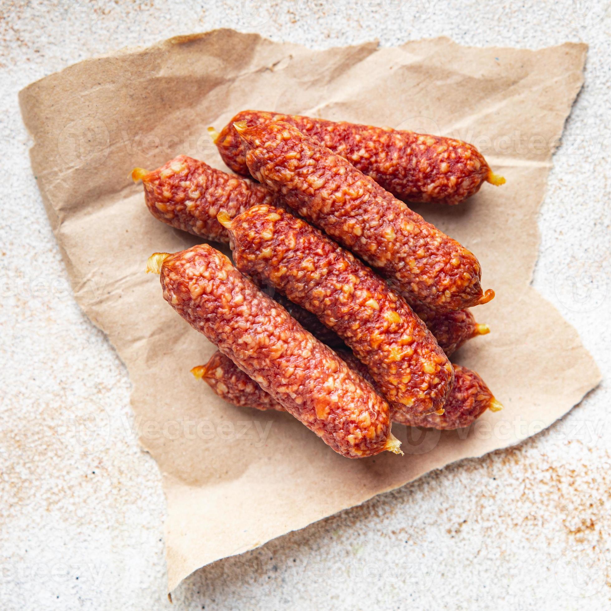 smoked sausages jerky hunting sausage 5072238 Stock Photo at Vecteezy