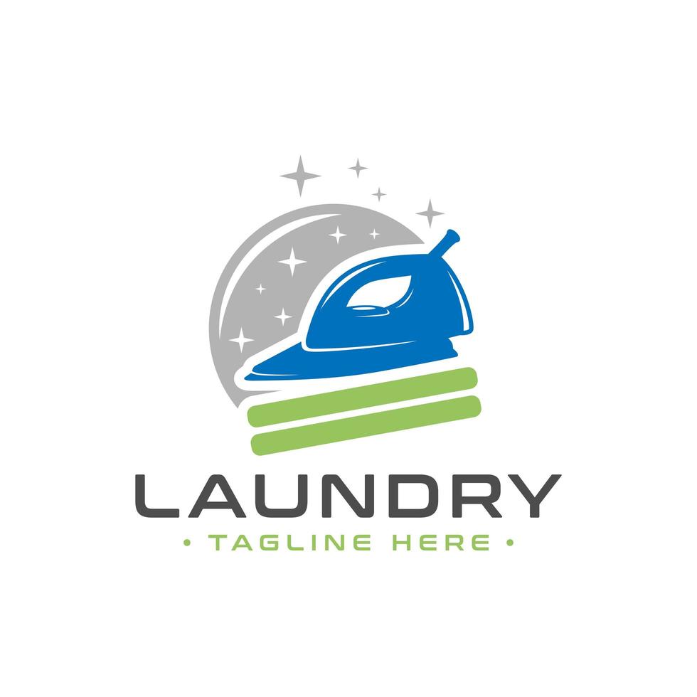 logotipo de empresa de lavandería y planchado de ropa vector