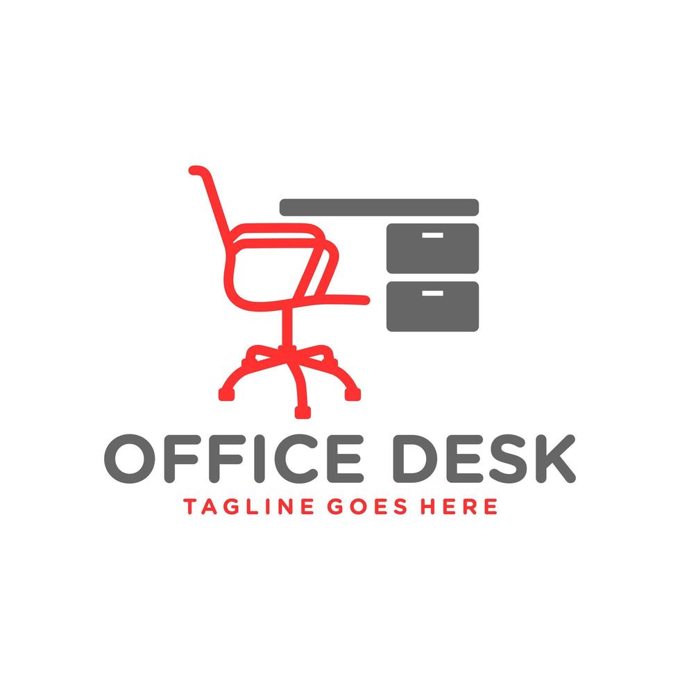 logotipo de muebles de mesa de silla de oficina vector