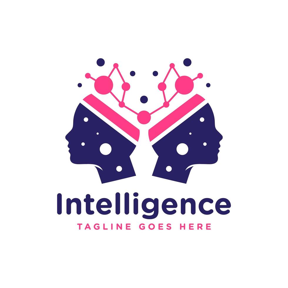 human brain intelligence logo vector