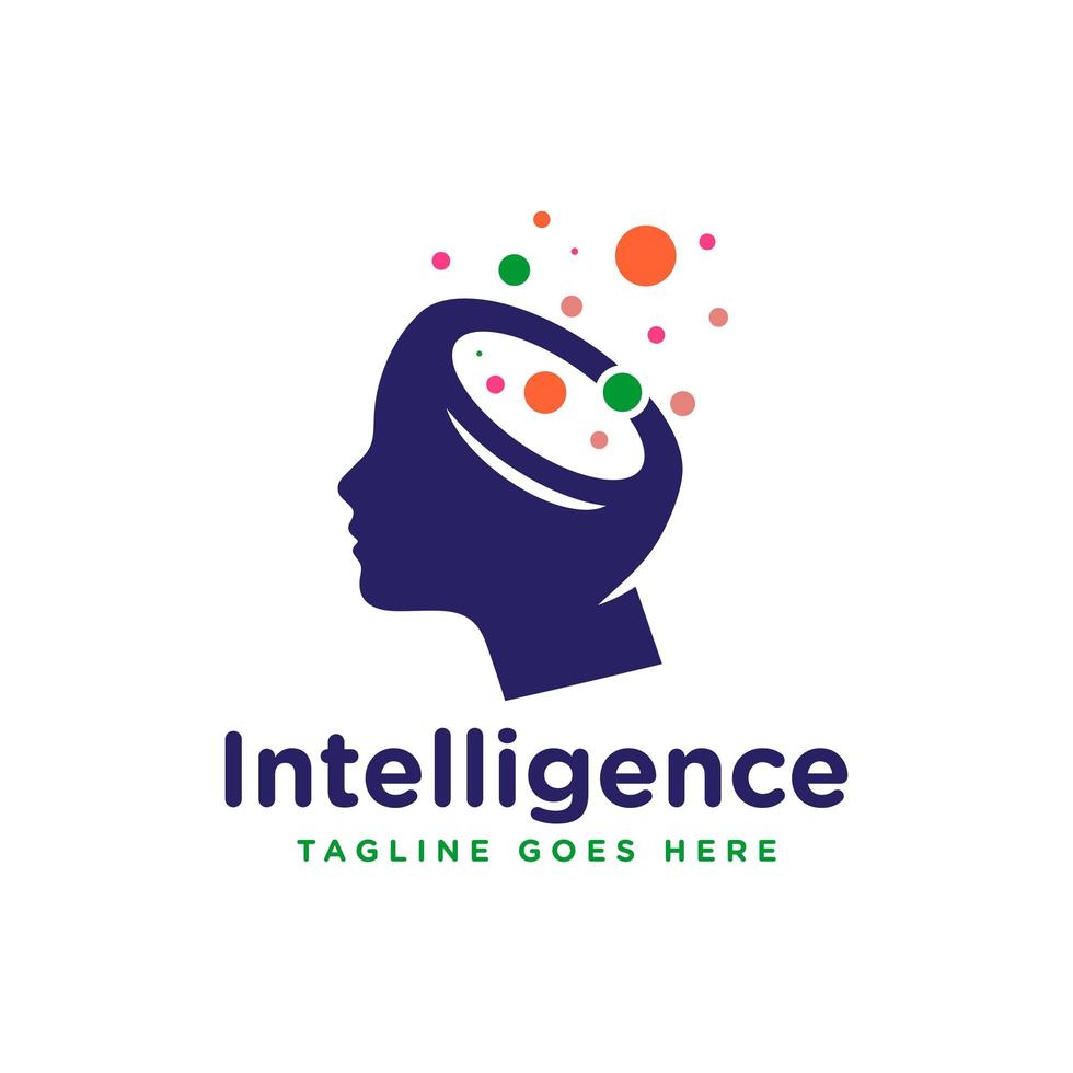 human brain intelligence logo vector