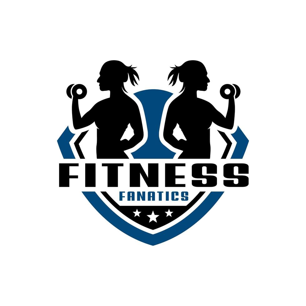 women fitness shield logo vector