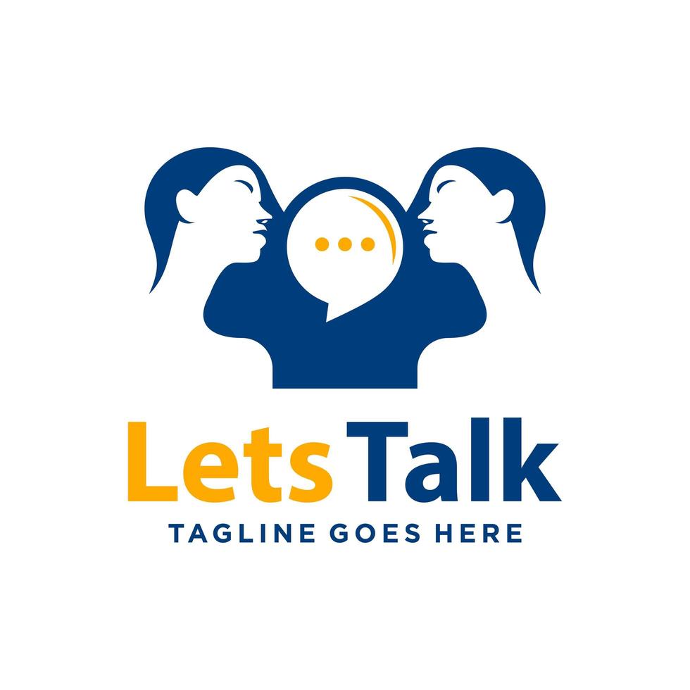 modern logo talking or communication woman vector