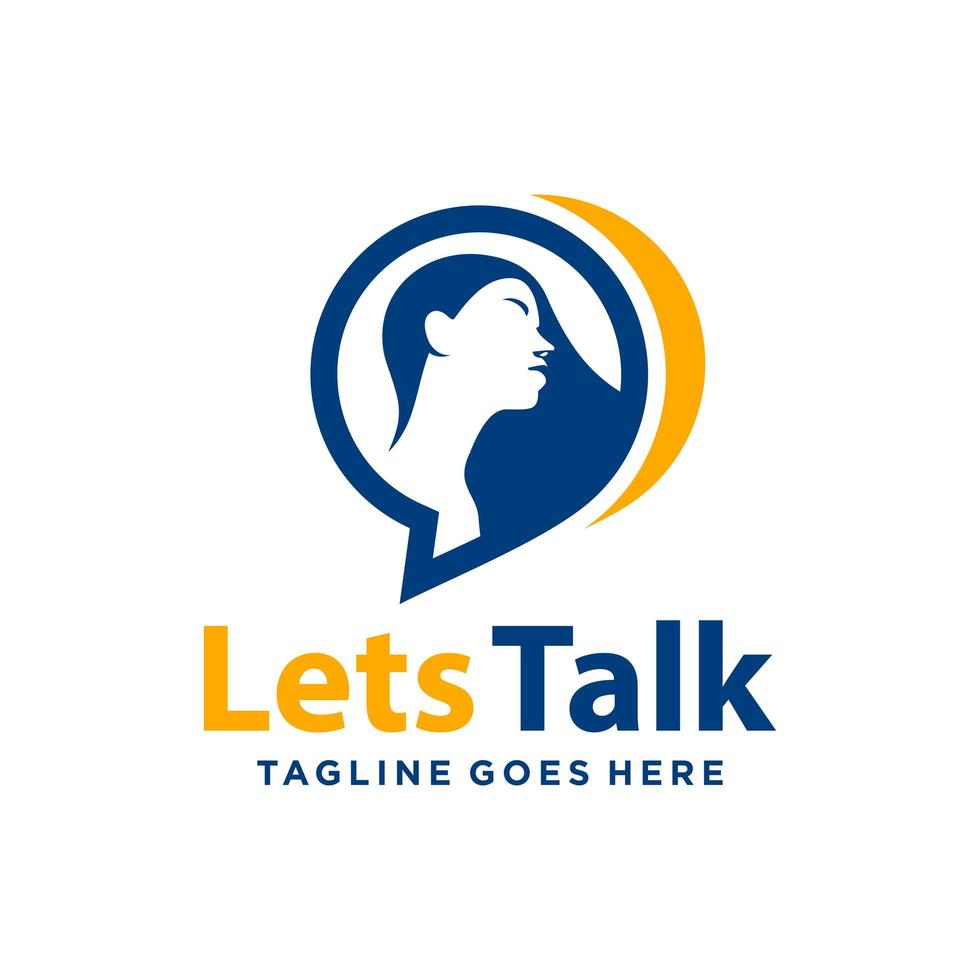 modern logo talking or communication woman vector