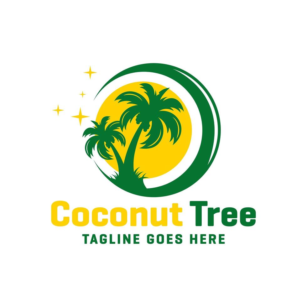 coconut tree logo on the beach vector