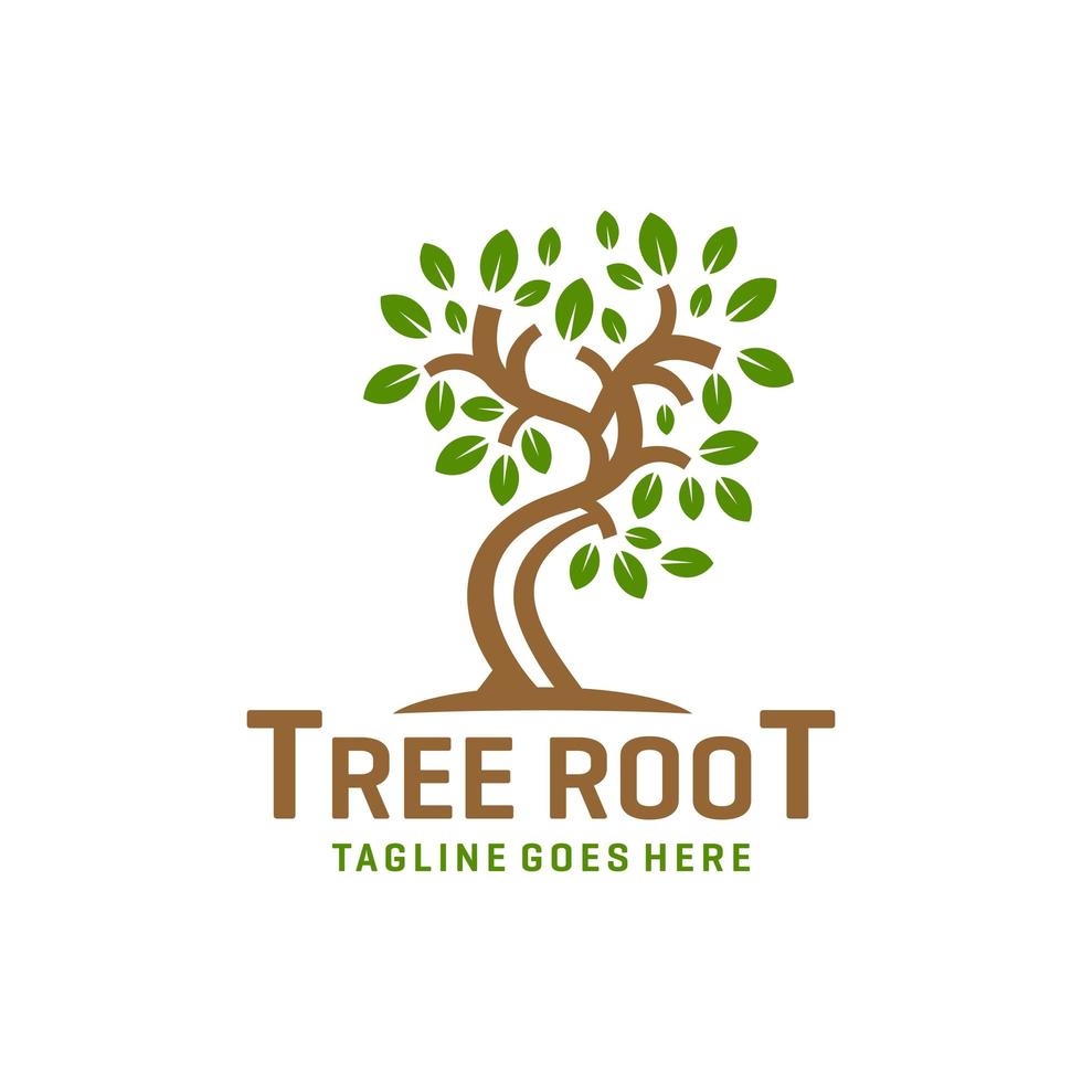 plant root tree logo design vector