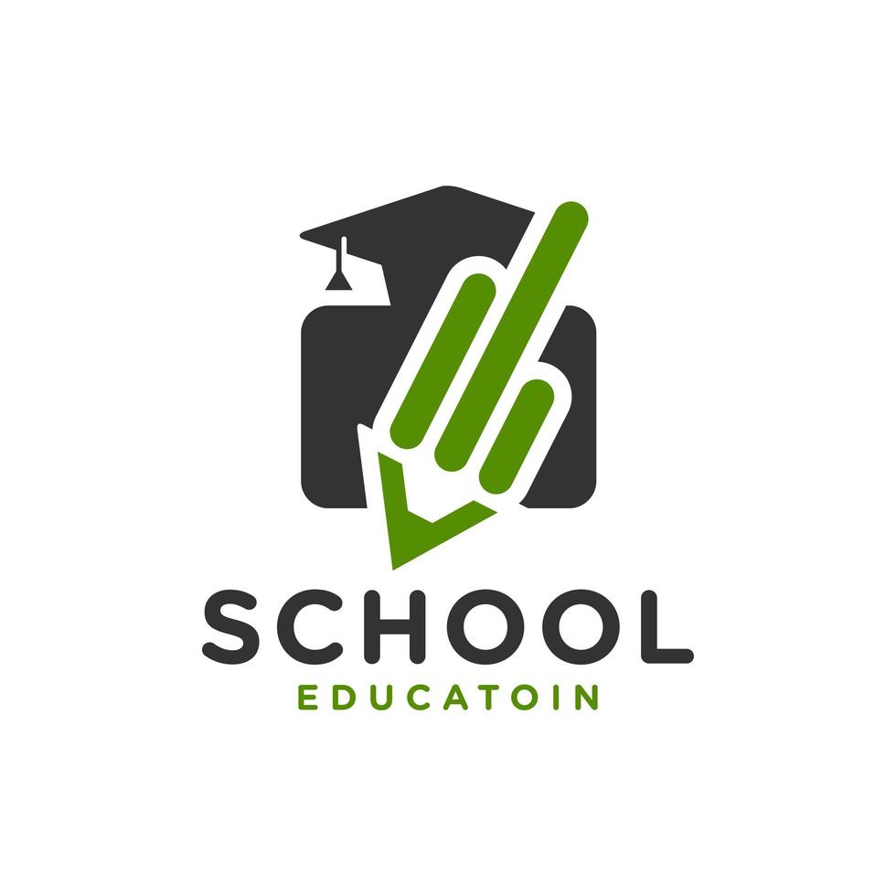 logotipo de lápiz de la academia escolar vector