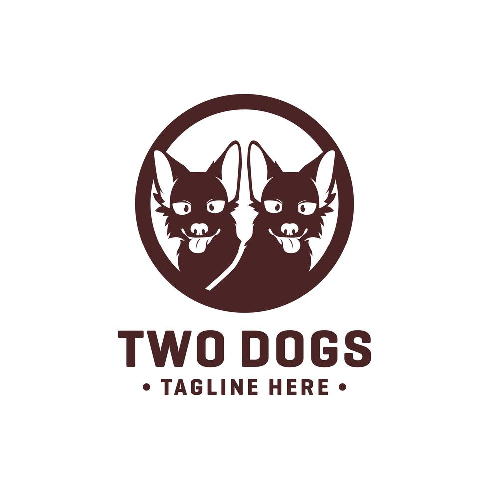 logotipo de perro con dos cabezas de animales vector